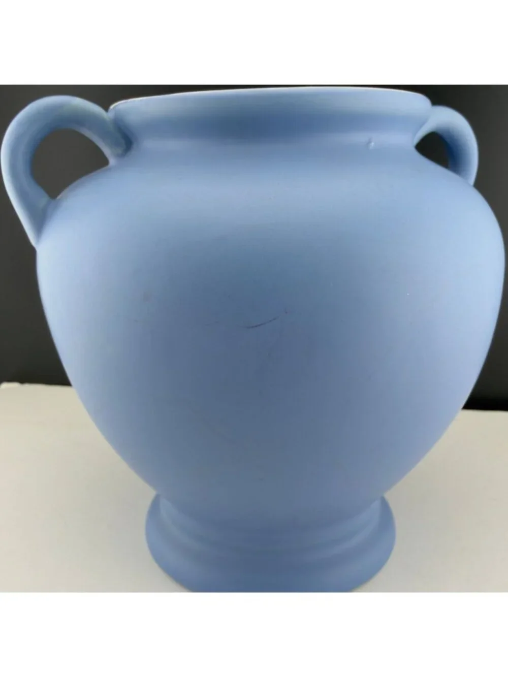Vintage Coors Pottery Blue Matte Two Handle Vase Colorado 4.5 Inch